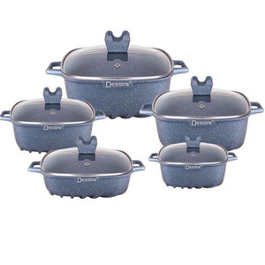 10Pcs <span class=keywords><strong>Dessini</strong></span> Spuitgieten <span class=keywords><strong>Non</strong></span>-<span class=keywords><strong>stick</strong></span> Nonstickaluminum Kookgerei <span class=keywords><strong>Set</strong></span> Met Vierkante Vorm - Product Image 2