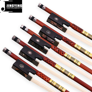 2025 accessoires de violon de musique Jingying, archet de violon professionnel octogonal de grenouille d'ébène de coquille de couleur de <span class=keywords><strong>soie</strong></span> dorée en gros - Product Image 2