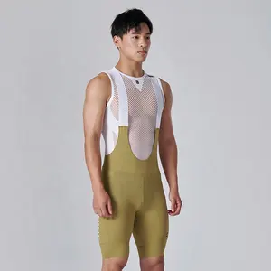 2023 nuovo colore zenzero personalizzato due tasche laterali pantaloncini con bretelle da ciclismo cargo con cuscino del sedile per il ciclismo