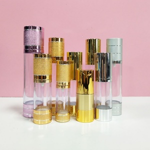 Flacon pompe sans air en aluminium doré ou argenté de luxe pour lotion cosmétique, 15 ml, 30 ml, 50 ml, 100 ml - Product Image 1