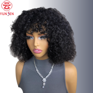 Cheveux humains vierges à 100 %, fabriqués à la machine, ondulés, pour une tête entière <span class=keywords><strong>avec</strong></span> <span class=keywords><strong>frange</strong></span>, densité 250 pour femmes - Product Image 5