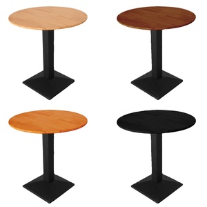 طاولة طعام مستديرة مخصصة من الخشب الصلب بأرجل حديدية، تصميم عصري للاستخدام التجاري في المطاعم والمقاهي ومحلات شاي الحليب، لا تتطلب تجميعًا. - Product Image 5