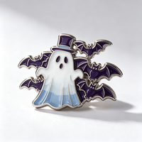 En gros, Broche de revers en émail souple, thème Halloween (Citrouille, Lanterne, Fantôme), style dessin animé amusant, thème horreur, avec carte de support et logo personnalisé