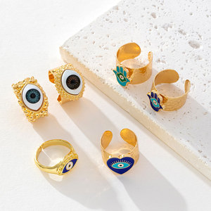 Fashion Gold Plated <b>Evil</b> <b>Eye</b> <b>Ring</b> Open Design For Party Unisex Jewelry - Product Image 3