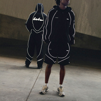 Ensemble de survêtement coupe-vent personnalisé avec logo réfléchissant pour homme, veste zippée respirante en nylon et short, idéal pour la course et le streetwear
