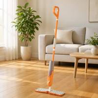 Serpillère plate à pulvérisation D-Grip avec réservoir rechargeable et tampon en microfibre |   CLEANIFY Serpillère durable à haut taux de déshydratation, tête pivotante à 360°, double usage pour