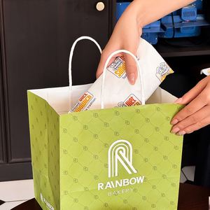 Bolsas de Papel Kraft Resistentes a la Grasa, Reciclables, Desechables y Ecológicas, Personalizadas con Logotipo, para Empacar Pan de Panadería para Llevar - Product Image 3