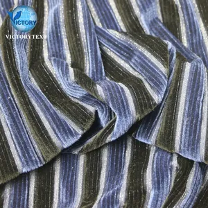88 Polyester 7 Spandex 5 Metal Silver Knit Weave Warp Drop Needle Vertical Yarn Dye Velour Korea Velvet Fabric for Dress Clothes