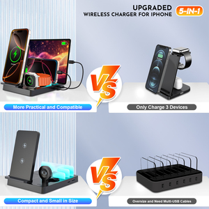 Nouvelle Station de Recharge Magnétique Sans Fil Pliable 5-en-1 30W avec Lumière Ambiante et Logo Personnalisé, Double Bobine <span class=keywords><strong>USB</strong></span> Type-C – Édition 2026 – Vente Flash - Product Image 3