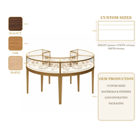 Vitrine à bijoux en verre incurvé multi-facettes avec éclairage LED intérieur et prise de courant, présentoir personnalisé pour boutique de centre commercial