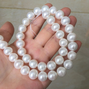 AA + 10.5-11.5mm forme perle d'eau douce brin haut lustre couleur blanche perles naturelles en vrac petit défaut bonne qualité en gros - Product Image 2