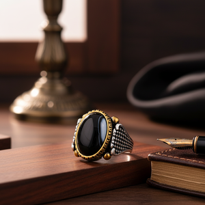 Onyx Stone Oval Shape <b>Men</b> <b>Ring</b> Jewelry Man Jewellery Wholesale Handcrafted Authentic 925 Sterling <b>Silver</b> <b>Men</b> <b>Ring</b> - Product Image 3