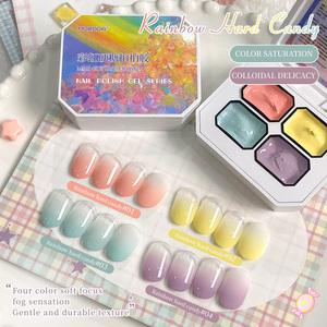 Série de bonbons durs <span class=keywords><strong>arc</strong></span>-<span class=keywords><strong>en</strong></span>-<span class=keywords><strong>ciel</strong></span> à quatre grilles Pat Gel Mini série Gel solide Peinture de couleur dégradée Gel pour ongles pour l'<span class=keywords><strong>art</strong></span> des ongles - Product Image 1