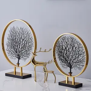 Metal tree ornament home decor decorations ornaments art gold plated metal craft ornaments