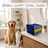 Serviette pour chien et chat en microfibre 80% polyester 20% polyamide 400GSM, absorption d'eau ultra-rapide, coutures renforcées surjetées