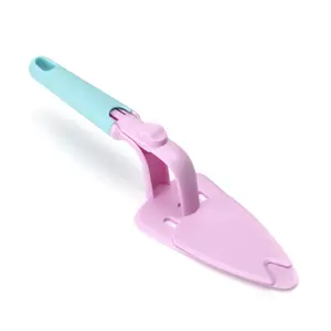 Grosir pisau Pizza pengiris keju dengan sekop dapat dipindah pisau roda plastik warna merah muda lucu dapat dibersihkan