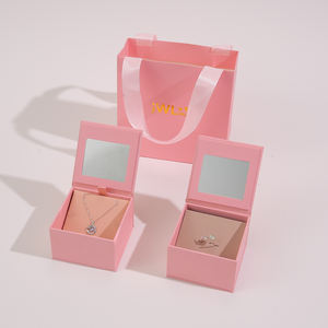 Caja de Joyería con Espejo y Cierre Magnético de Lujo, Personalizable con Logotipo, 8*8*5cm, para Guardar Collares y Joyas, Venta al Por Mayor - Product Image 5