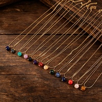 Collier en pierre naturelle pour femmes, pendentif en perles rondes de pierres précieuses colorées, collier en cristal, chaîne en or, bijoux en gros