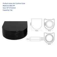 Boîte d'emballage cosmétique noire en ABS de forme unique, 13g, vide, pour crème BB et coussin d'air, avec miroir, outils de maquillage portables