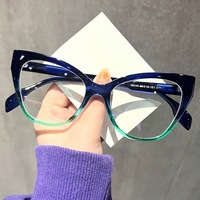 Nuevas Monturas de Gafas con Forma de Ojo de Gato Triangulares, Anti Luz Azul, Modernas y Únicas para Mujer