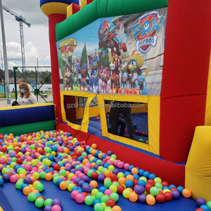 Château gonflable commercial extérieur pour enfants, thème dessin animé <span class=keywords><strong>Patrouille</strong></span>, avec toboggan, <span class=keywords><strong>piscine</strong></span> à balles et souffleur - Product Image 6