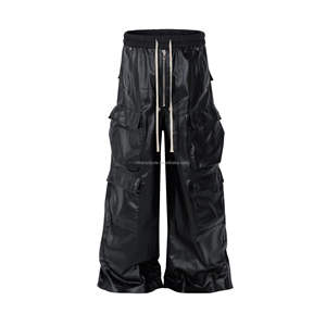 <span class=keywords><strong>Pantaloni</strong></span> da lavoro da strada 2024 americano <span class=keywords><strong>pantaloni</strong></span> a zampa larga a forma di finta pelle da uomo - Product Image 1