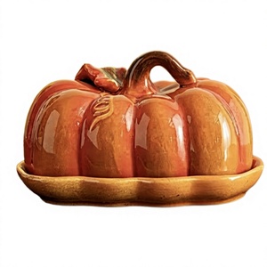 Creative Disposable <b>Ceramic</b> <b>Plates</b> Pumpkin Shaped Lids Household Restaurant Utensils Holiday Gifts Orange - Product Image 2