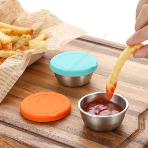 Vente en gros de mini coupelles S019 pour sauces, salades, tomates, coupelles à sauce en acier inoxydable avec couvercle - Product Image 5