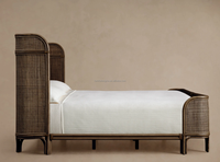 Nouvelle Arrivée Lit Plateforme de Luxe en Bois et Rotin Tressé pour Villa Intérieure, Design Exclusif
