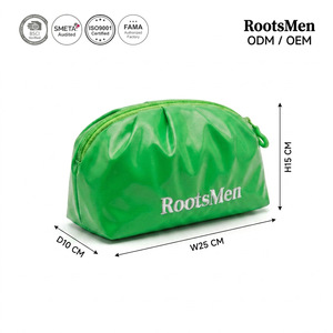 Noun Green Nylon <b>Lady</b> Cosmetic Bag Medium Size Zipper Closure Portable Customizable Pattern Fluffy - Product Image 1