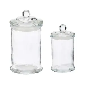 Mini Glass Apothecary Cotton Jar Bathroom Storage Organizer Canisters Glass Food Storage Jars with lids