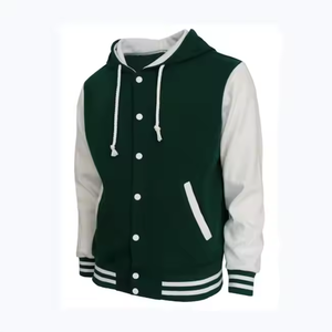Chaqueta de Béisbol de Algodón con Botones y Logotipo Personalizado, Chaqueta de Manga Larga de Talla Grande, Uniforme de Equipo, Chaqueta Universitaria con Capucha para Hombre - Product Image 1
