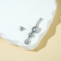 Anneau de nombril en titane ASTM F136 14G avec zircone cubique en forme de goutte d'eau, bijou de corps pour enfant, piercing de nombril tendance