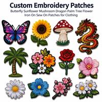 Patchs brodés personnalisés Papillon Tournesol Champignon Dragon Palmier Fleur à coudre ou thermocollants pour vêtements