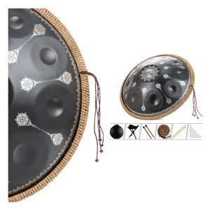 Tambour à main <span class=keywords><strong>Mandragora</strong></span> noir en acier inoxydable de 22 pouces pour débutants avec logo personnalisé et 9/10 notes tambour en langue mineure/kurde - Product Image 2