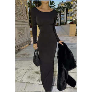 Robe de bal de luxe noire, dos noué, col montant, taille empire, strass, taille XS, pour soirées formelles et fêtes, longueur ras du sol - Product Image 2