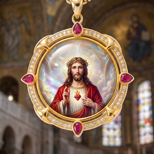 Pendentif Jésus-Christ en nacre, cadeau <span class=keywords><strong>de</strong></span> baptême RCIA, collier <span class=keywords><strong>de</strong></span> dévotion chrétienne en coquillage naturel, vente en gros pour églises - Product Image 1