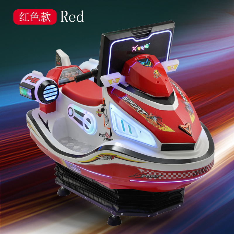 Bateau à moteur blanc + rouge