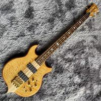 Manche de guitare basse électrique personnalisé Burst Maple Top 4 5 6 cordes à travers le corps personnalisé Alem basse électrique