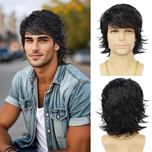 Peluca sintética para hombre, pelo sintético, corto, <span class=keywords><strong>rubio</strong></span>, en capas, onda natural, densidad del 130%, resistente al calor, para uso diario, fiesta, Cosplay - Product Image 1