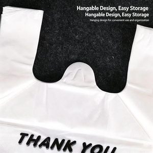 ถุงหิ้วเสื้อยืด HDPE สีขาว รีไซเคิลได้ ใช้ซ้ำได้ พิมพ์ลายหน้ายิ้มสีเหลือง ขอบคุณ พร้อมหูหิ้วแบบยาว - Product Image 2