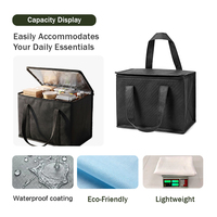 Sac isotherme durable en non-tissé pour courses, avec doublure en aluminium, imperméable, à double fermeture éclair, pour le transport des courses