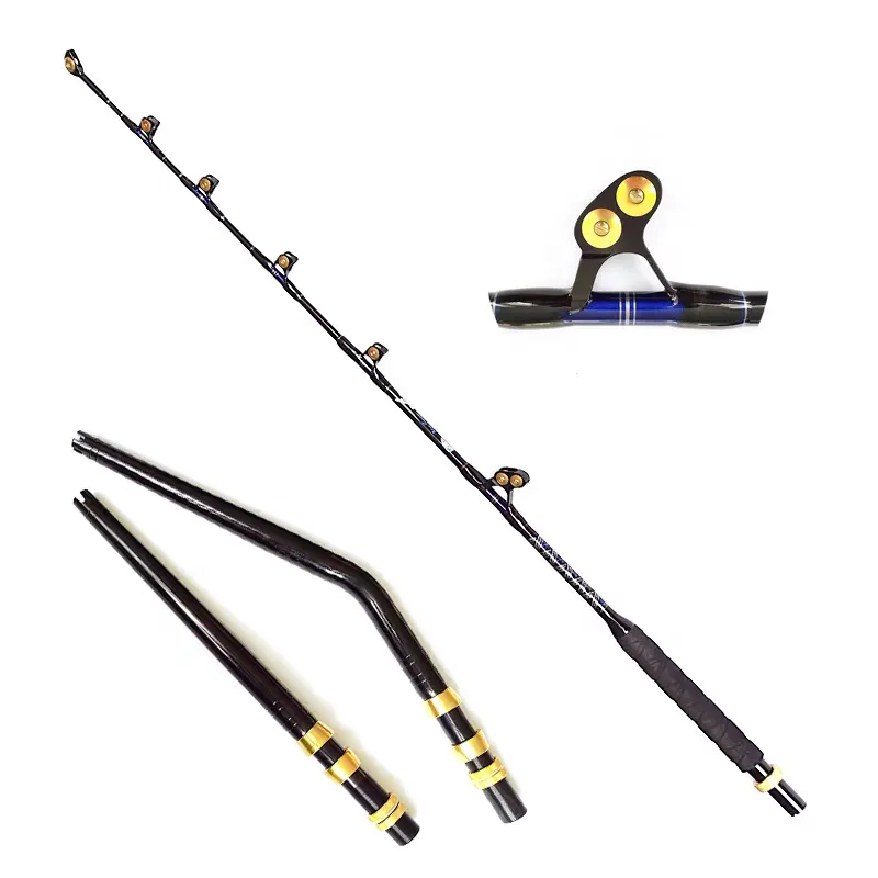 Trolling rod big game fishing 130lb 5ft 6ft Guide 5+1 saltwater trolling combos bent straight butt for Tuna and Shark