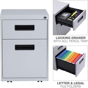 Meuble de classement à deux tiroirs en métal gris clair Alera, 14 7/8 largeur x 19 1/8 profondeur x 21 3/4 hauteur - Product Image 3