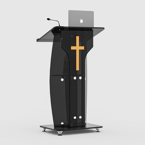 Pupitre Personnalisé Haut <span class=keywords><strong>de</strong></span> Gamme en Verre et Acier Inoxydable, Design Moderne en Croix pour Mariages, Discours, <span class=keywords><strong>Église</strong></span>s, Usage Commercial - Product Image 5