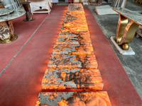 Marches d'escalier en quartzite rétroéclairées, pierre naturelle de luxe, marches d'escalier lumineuses pour la décoration intérieure de villa, taille personnalisée