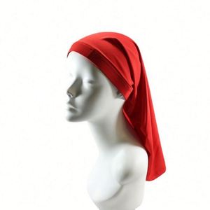 Bonnet de nuit unisexe en polyester extensible, long, style turban, pour sous-hijab, cadeau - Product Image 3
