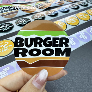 Cá nhân hoá tùy chỉnh vòng Logo Sticker thực phẩm Burger bánh pizza không thấm nước <span class=keywords><strong>2</strong></span> 3 <span class=keywords><strong>inch</strong></span> dán cho takeout túi trong CuộN - Product Image 3