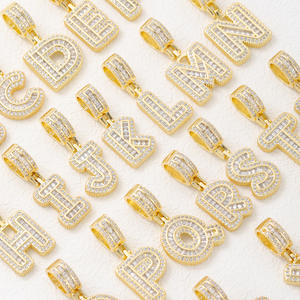 Collana con Ciondolo Hip Hop con 26 Lettere, Zirconi Baguette, Ciondoli con Lettere dalla <span class=keywords><strong>A</strong></span> alla <span class=keywords><strong>Z</strong></span> per Gioielli Fai-da-Te, Tendenza Moda Femminile 2025 - Product Image 5