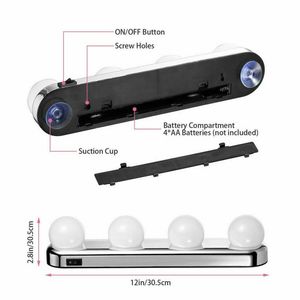 Espejo <span class=keywords><strong>de</strong></span> <span class=keywords><strong>tocador</strong></span> portátil superbrillante, 4 bombillas LED estilo Hollywood, maquillaje - Product Image 3